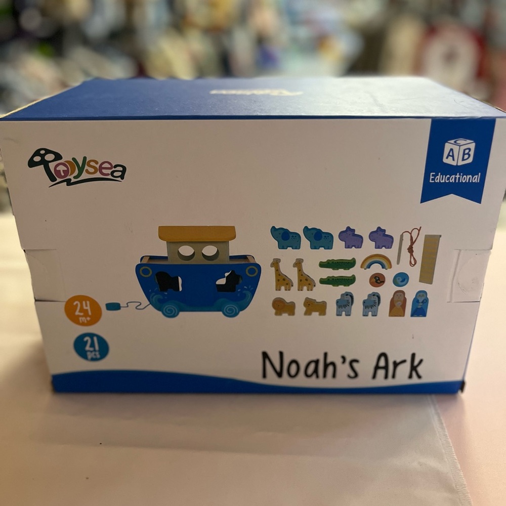 Wooden Noah's Ark Toy with Animal Shape Sorter,Baptism Gifts for 1 2 3 4 Years